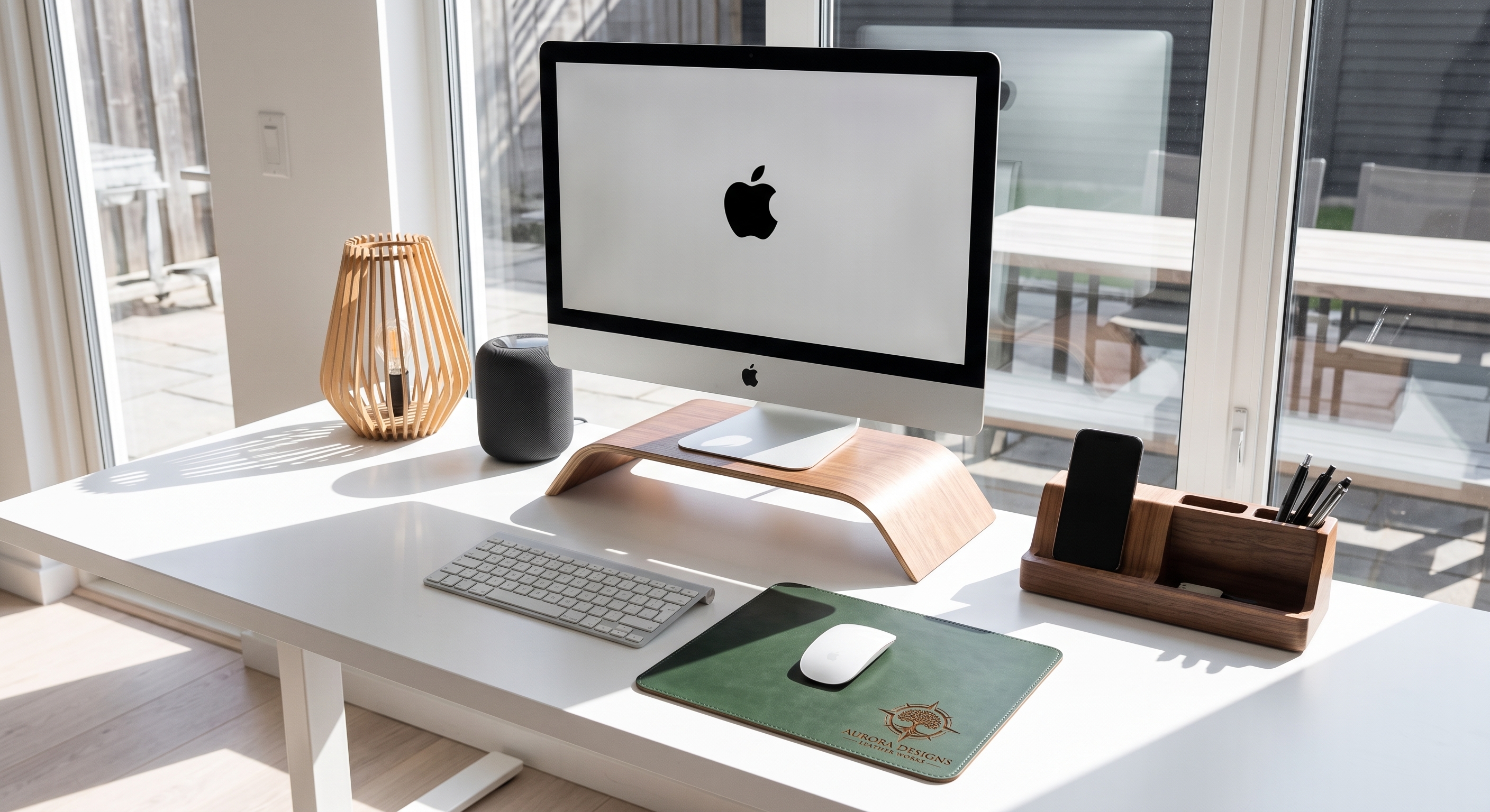 Desk Blotter Minimalista con QR de Asistencia y Clima